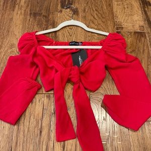 long sleeve front tie top